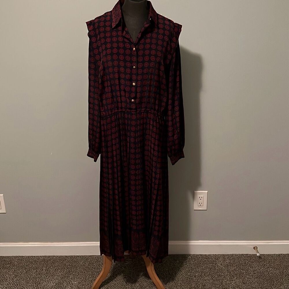 Schrader Women's Black Floral Allover Print Long Sleeve Shirt Dress Size 16